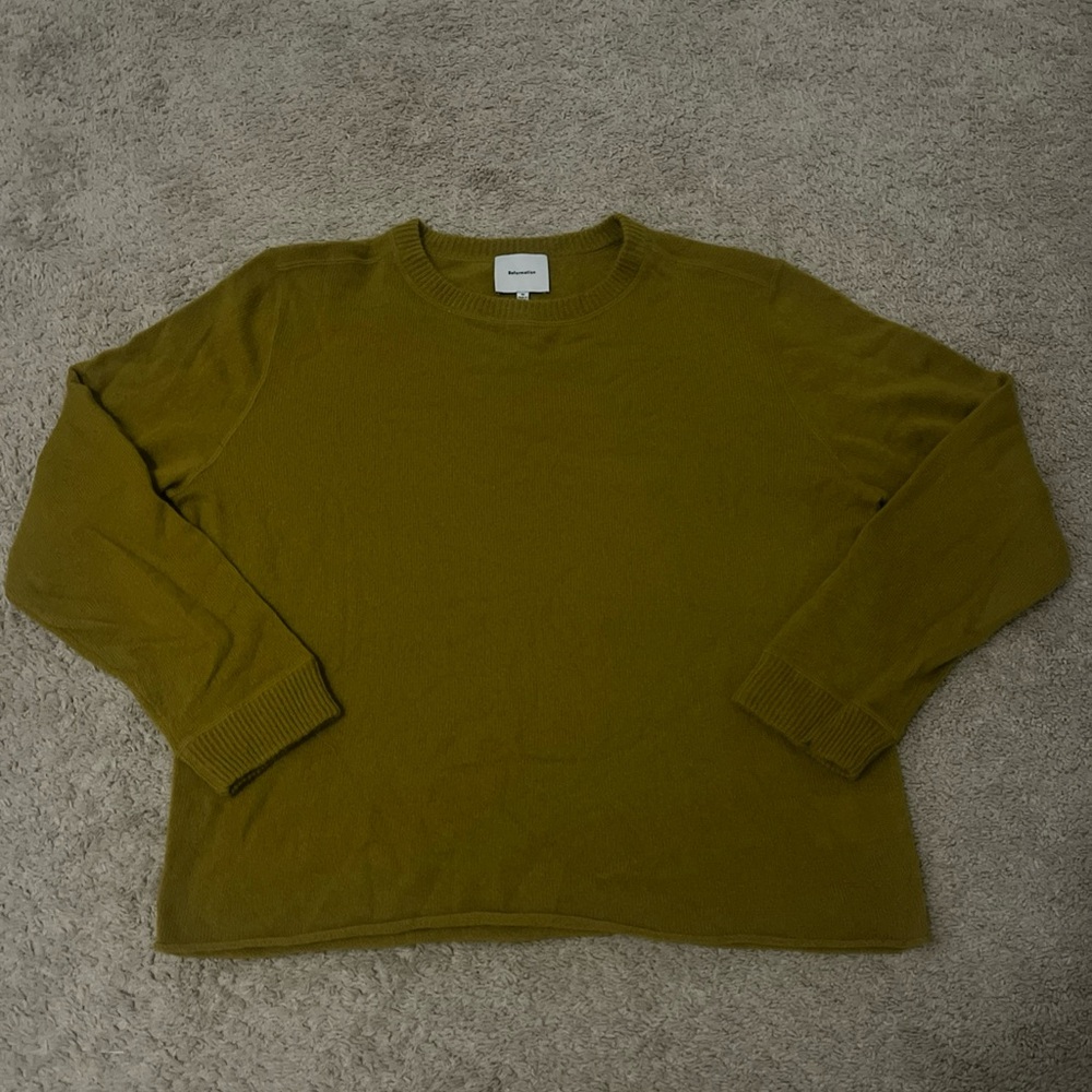 Reformation 100% Cashmere Boyfriend Oversized Pullover Sweater Topaz Medium - Picture 2 of 7